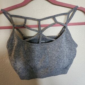 Zenana Charcoal Gray Strappy Bralette Sports Bra